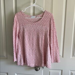 Habitat Women's Pink and White Long Sleeve Top